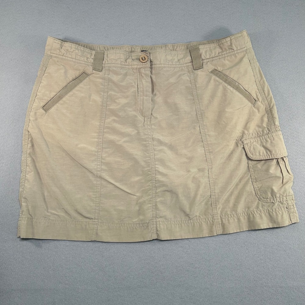 Lands' End Cargo Skort Womens 16 Tan Khaki Hiking Outdoor Utility Casual